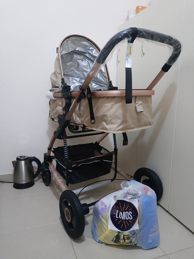 A pram and emergency kit for Elena's family, provided by Lumos through the generous support of donors.
