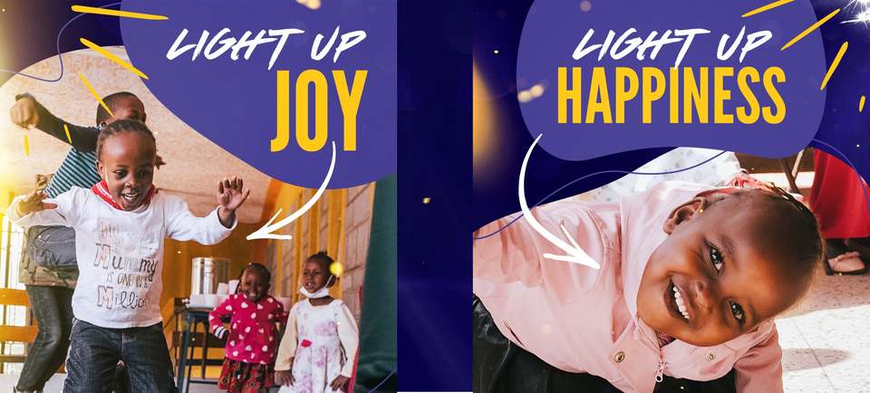 Light up joy and happiness - children are smiling and jumping 